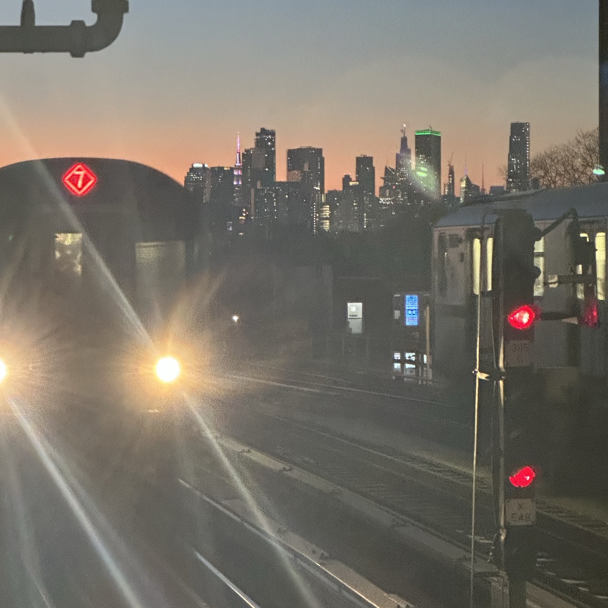 50 city train at dusk