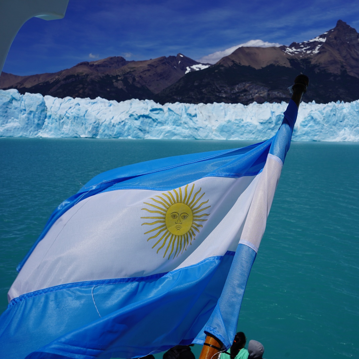 53 flag by the glacier